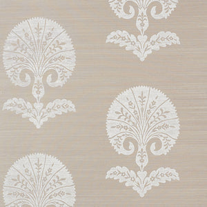 schumacher - ottoman flower sisal - fog - 5008210 - wallpaper