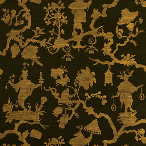 schumacher - shantung silhouette sisal - gold on jet - 5008254 - wallpaper