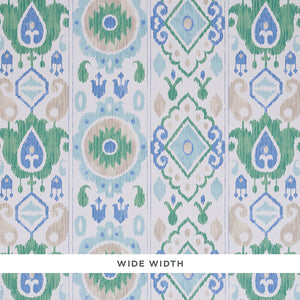 schumacher - elizia ikat - green & blue - 5010710 - wallpaper
