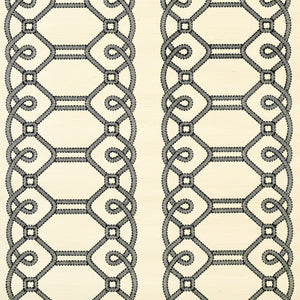 schumacher - ziz embroidered sisal - black - 5011470 - wallpaper