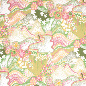 schumacher - daisy chain - green and pink - 5013551 - wallpaper