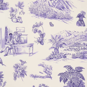 Schumacher - Toussaint Toile - Purple On Cream - 5013772 - Wallpaper