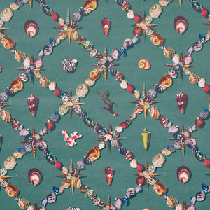 schumacher - grotto treillage - multi on teal - 5014490 - wallpaper