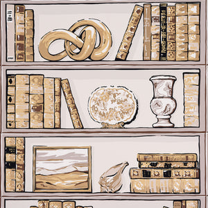 schumacher - natalie's library - mocha - 5014731 - wallpaper