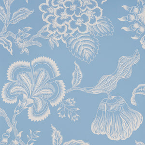 schumacher - hothouse flowers silhouette - bliss blue - 5015321 - wallpaper
