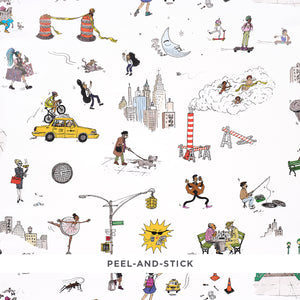 schumacher - joana avillez's street scenes - multicolor on white - 5016170 - wallpaper