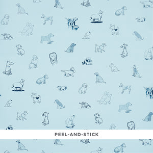 schumacher - good dogs everywhere - sky & navy blue - 5016302 - wallpaper