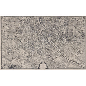 schumacher - la cite panel set - ebony on cream - 511450 - wallpaper