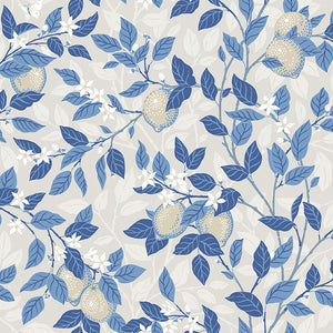 schumacher - citrontrad - taupe and blue - 6149 - wallpaper