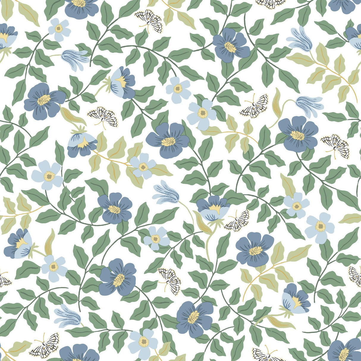 rifle paper co. primrose peel and stick blue/off white wallpaper
