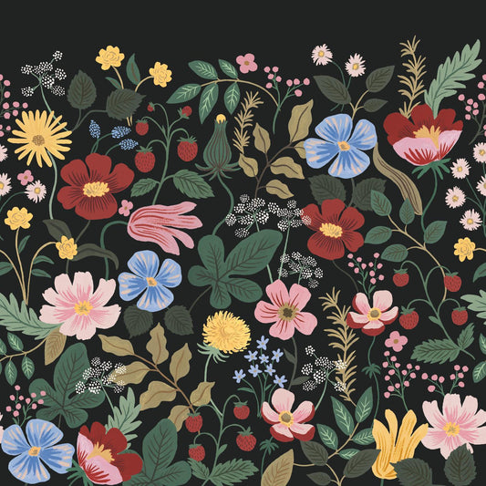 Rifle Paper Co. Strawberry Fields Wall Black/Green Mural