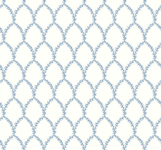 Rifle Paper Co. Laurel Blue/White Wallpaper
