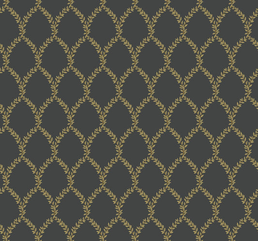Rifle Paper Co. Laurel Gold/Black Wallpaper