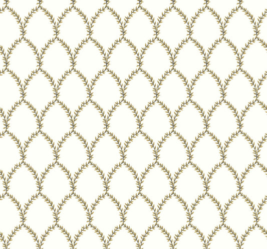 Rifle Paper Co. Laurel Gold/White Wallpaper