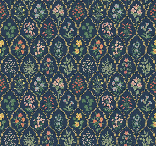 Rifle Paper Co. Hawthorne Navy Wallpaper