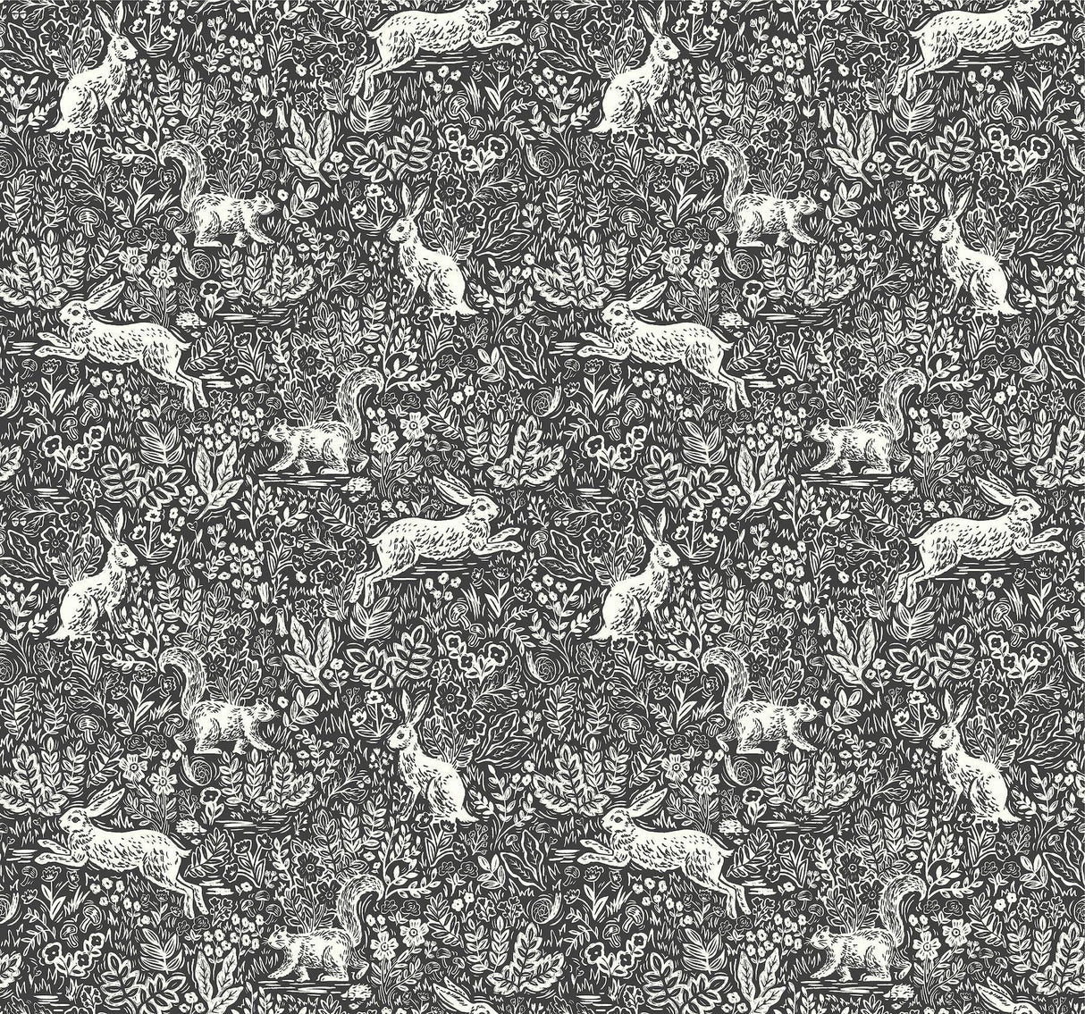 rifle paper co. fable black/white wallpaper
