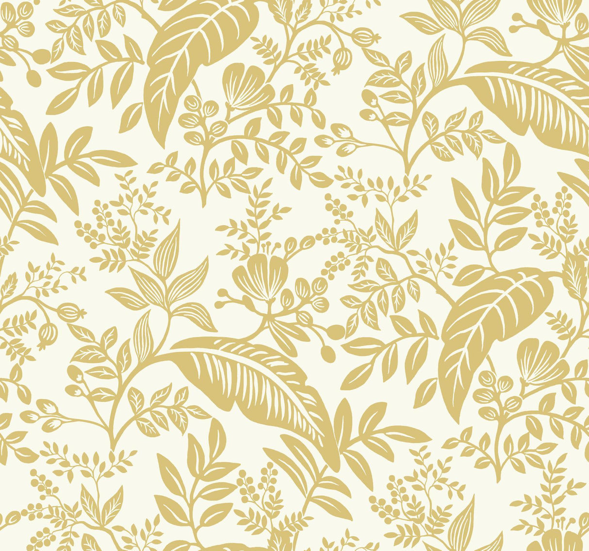 rifle paper co. canopy gold/white wallpaper