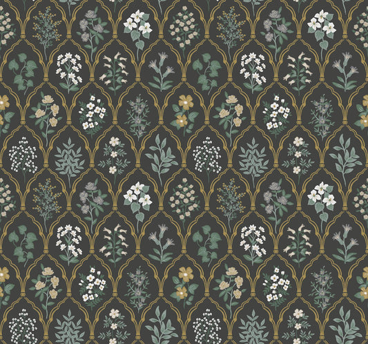 Rifle Paper Co. Hawthorne Black/Cream Wallpaper