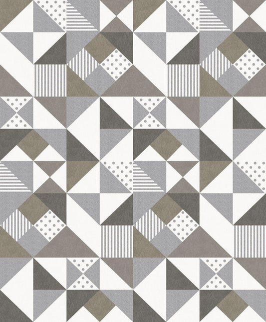 Seabrook Lozenge Geometric Silver & Antique Bronze Wallpaper