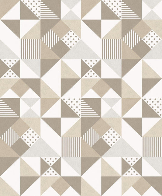 Seabrook Lozenge Geometric Latte & Dorian Grey Wallpaper