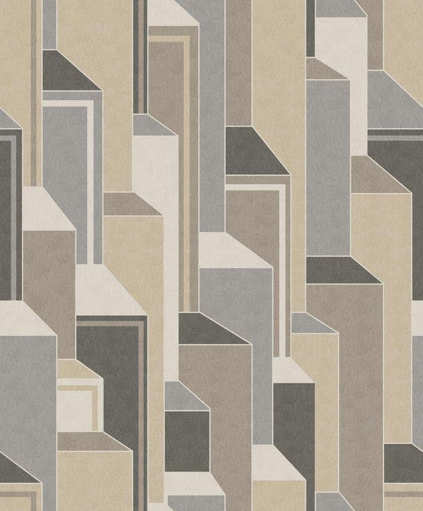 seabrook deco geometric latte & graphite wallpaper