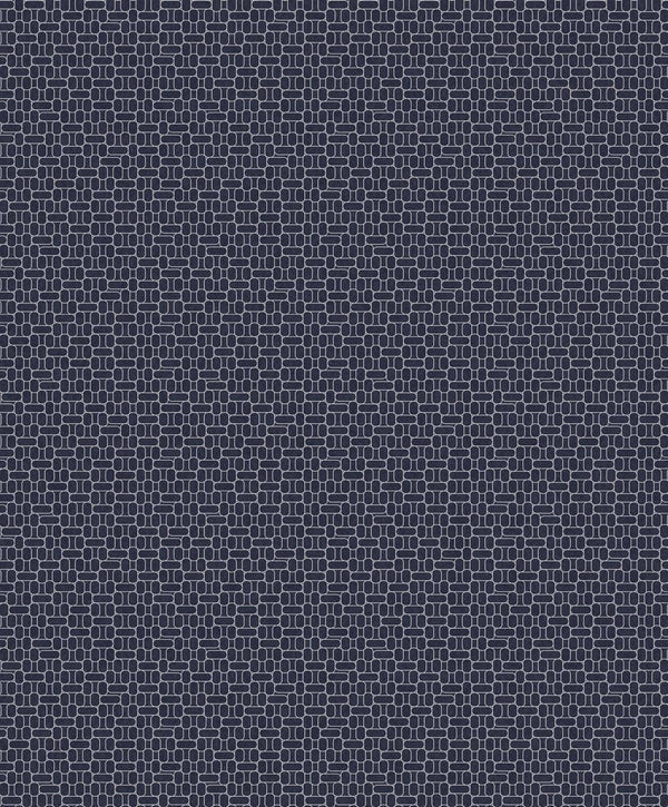 seabrook capsule geometric denim blue & metallic silver wallpaper