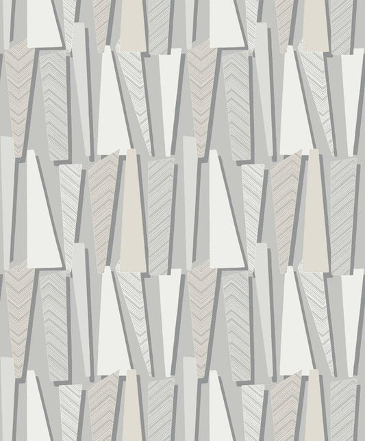 Seabrook Geometric Shadows Stone Wallpaper