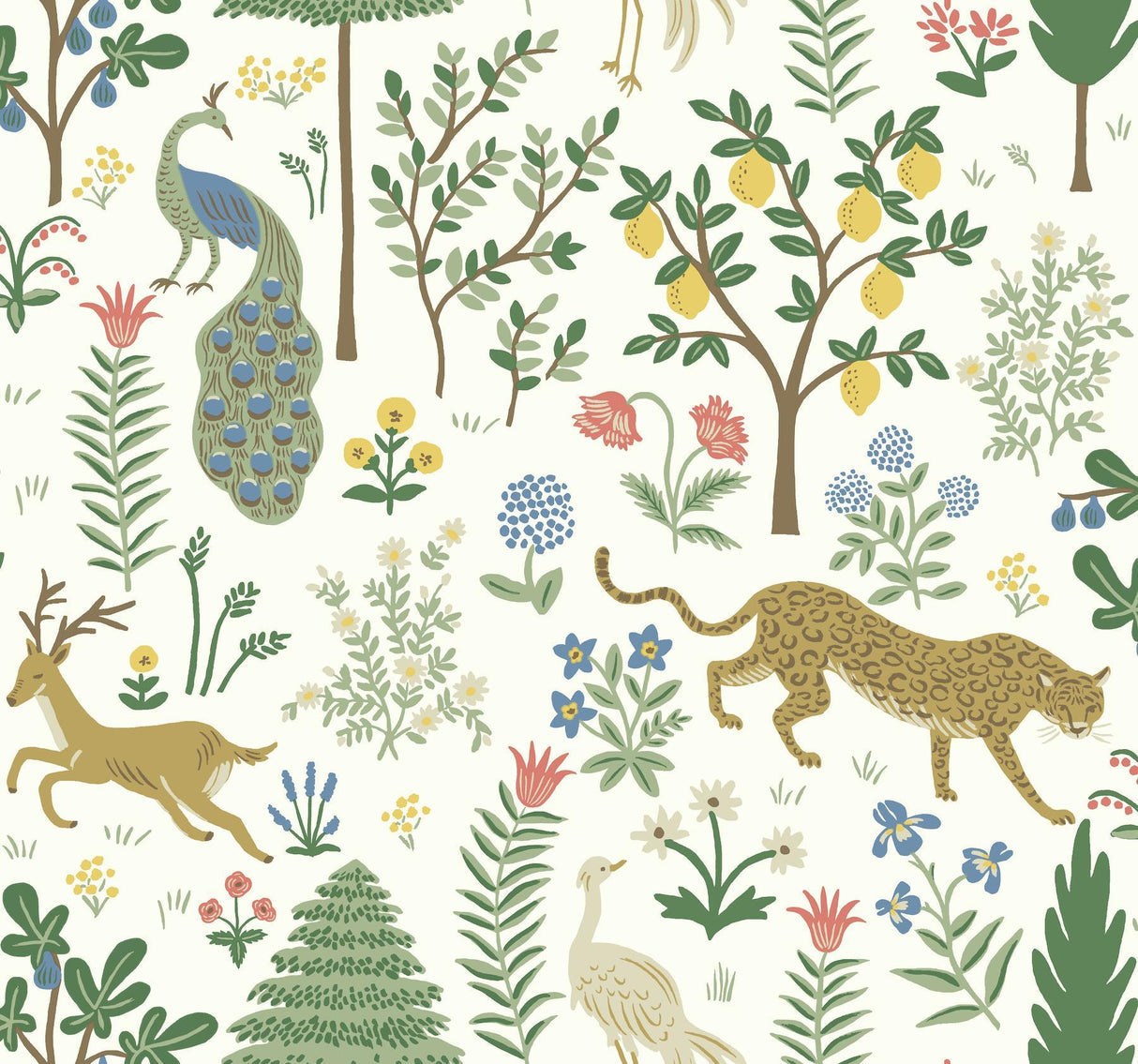 rifle paper co. menagerie white wallpaper