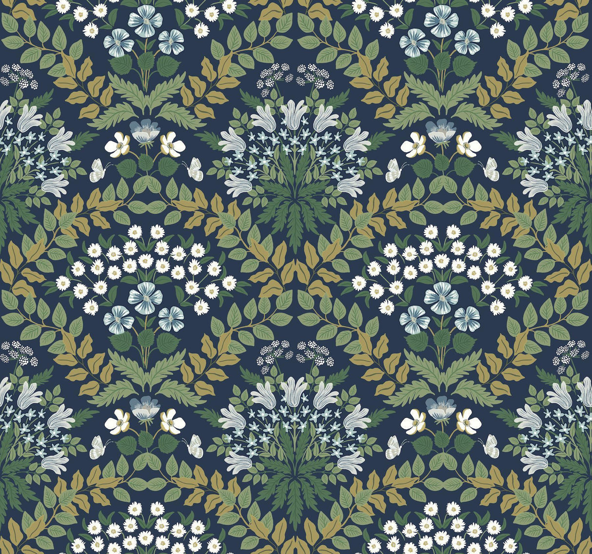 rifle paper co. bramble navy blue wallpaper