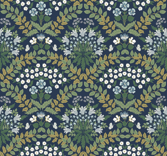 Rifle Paper Co. Bramble Navy Blue Wallpaper