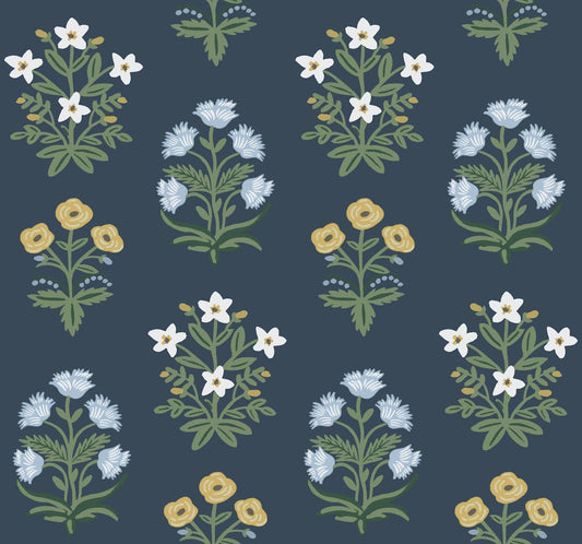 Rifle Paper Co. Mughal Rose Blue Wallpaper