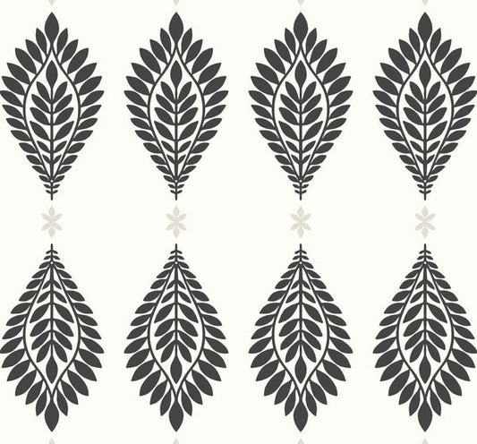 Seabrook Mirasol Palm Frond Ebony And Eggshell Wallpaper