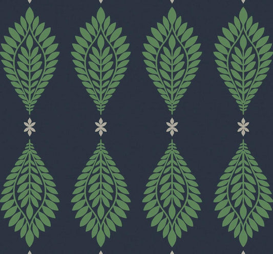 Seabrook Mirasol Palm Frond Midnight Blue And Spearmint Wallpaper