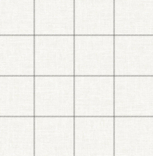 Seabrook Linen Check Alabaster And Wrought Iron Wallpaper