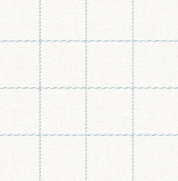 seabrook linen check blue frost and bone white wallpaper