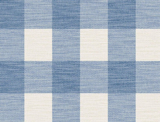 Seabrook Rugby Gingham Coastal Blue And Ivory Wallpaper