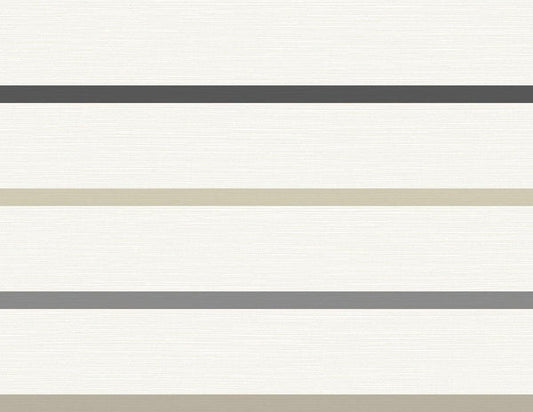 Seabrook Crew Stripe Ivory, Wrought Iron, And Sand Dollar Wallpaper