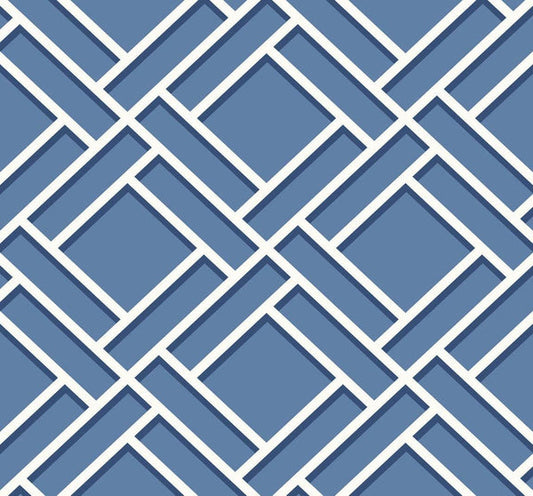 Seabrook Block Trellis Coastal Blue And Navy Wallpaper