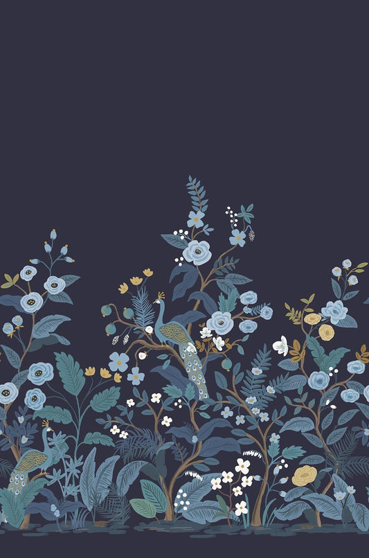 Rifle Paper Co. Peacock Wall Blue Mural