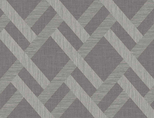 Seabrook Linen Trellis Ash Wallpaper