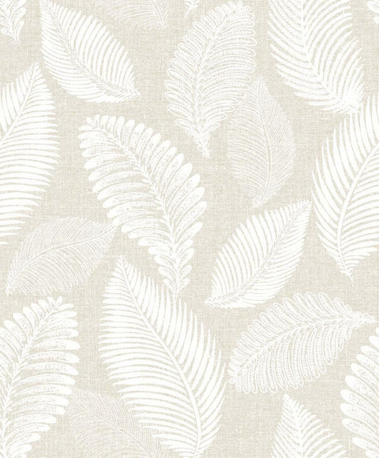 Seabrook Tossed Leaves Warm Sand Wallpaper