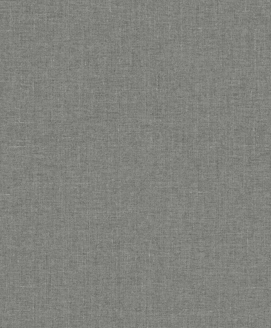 Seabrook Abington Faux Linen Sleek Charcoal Wallpaper