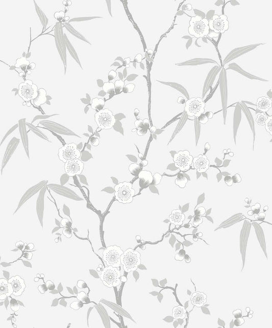 Seabrook Floral Blossom Trail Soft Grey Wallpaper