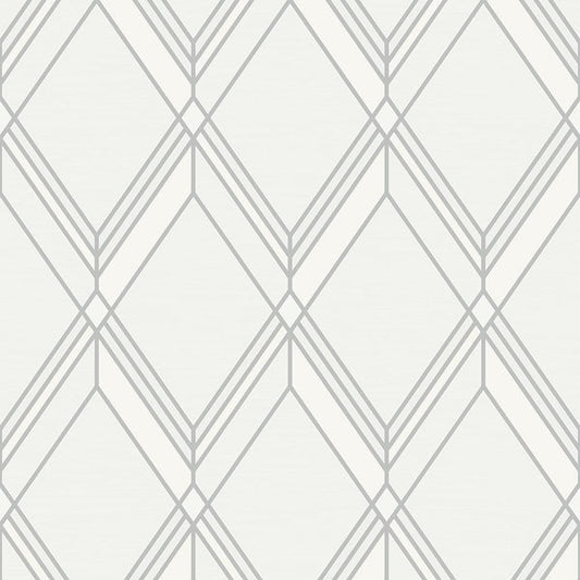 Seabrook Brooklyn Diamond Metallic Silver Wallpaper