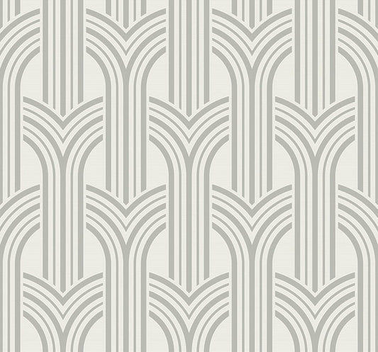 Seabrook Broadway Arches Chrome Wallpaper