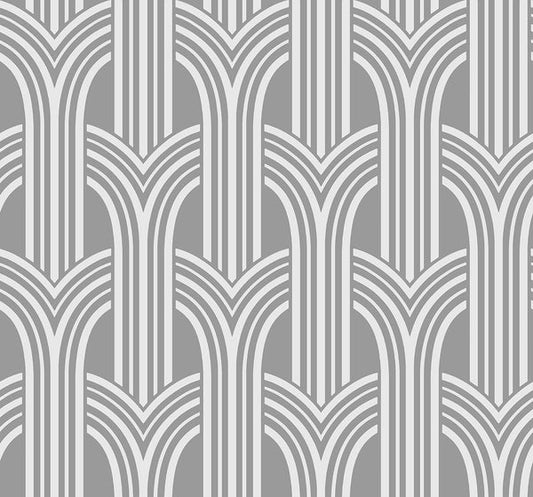 Seabrook Deco Arches Metallic Silver Wallpaper