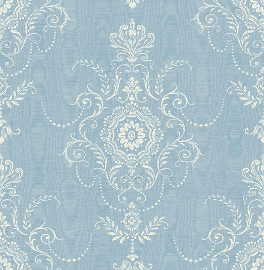 Seabrook Colette Cameo Bleu Bisque Wallpaper