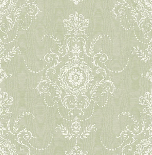 Seabrook Colette Cameo Washed Green Wallpaper