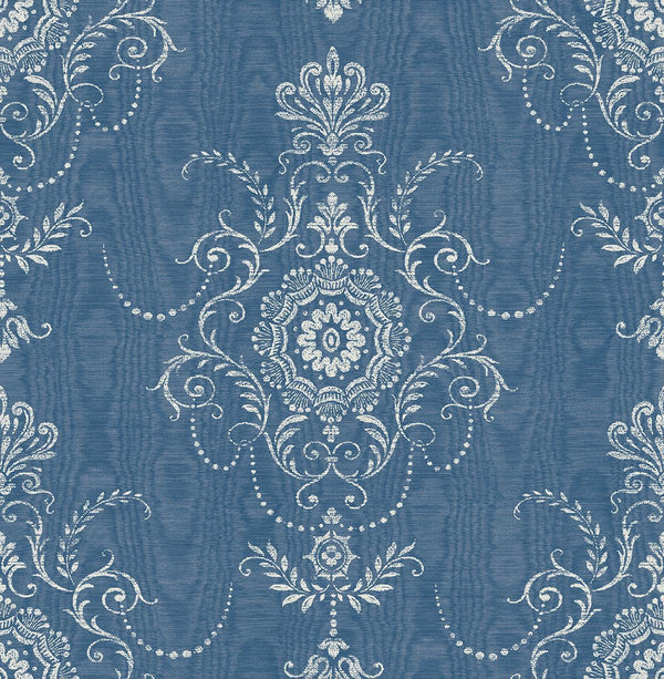 seabrook colette cameo french blue wallpaper