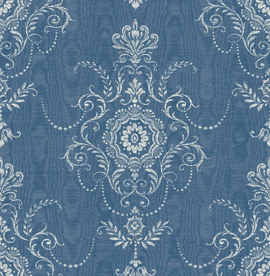 Seabrook Colette Cameo French Blue Wallpaper